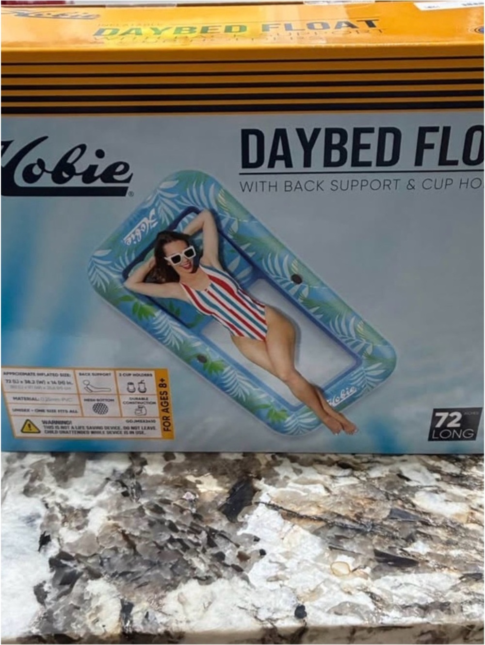 Hobie Tropical Leaf Inflatable Daybed Float - Teal & Light Blue